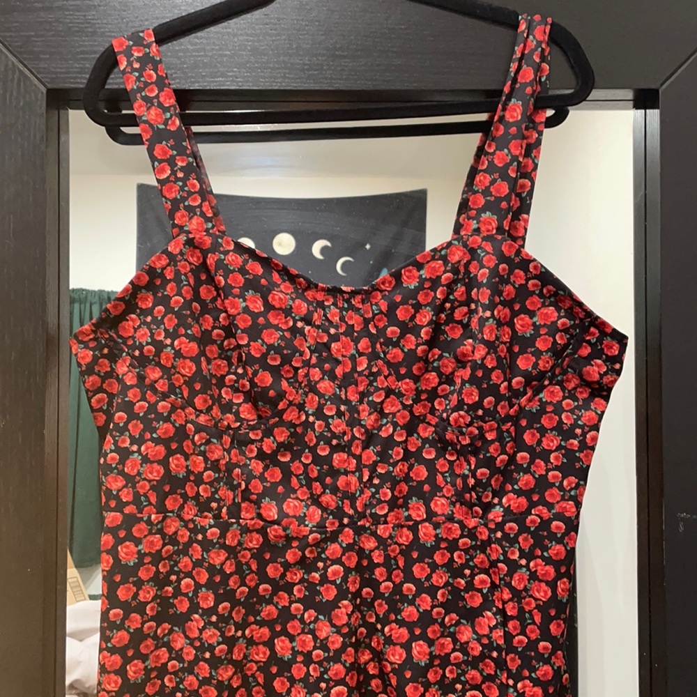Rose floral print maxi dress